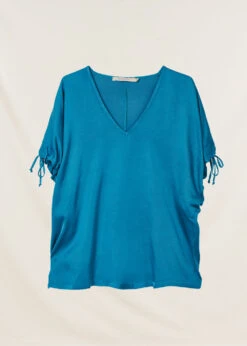 Top Bleu Oversize En Satin Manches Courtes -Mode Soldes Boutique FH TO VALI R 1381 7