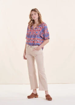 Top Ample Bleu Et Rose En Coton Biologique Imprimé -Mode Soldes Boutique FH TO VASKIN B 860 c