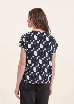 Top Manches Courtes Encolure V à Imprimé -Mode Soldes Boutique FH TO VESTILI P 496 b