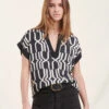 Top Manches Courtes à Imprimé Graphique Noir Et Blanc -Mode Soldes Boutique FH TO VIGOA G 120 1
