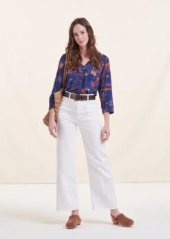 Top Bleu Manches 3/4 à Imprimé -Mode Soldes Boutique FH TO VUCINDA U 722 c