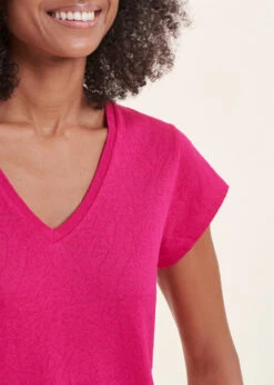 T-shirt Rose Fuchsia En Coton Modal Petites Manches Courtes -Mode Soldes Boutique FH TS DAVIA D 1551 6