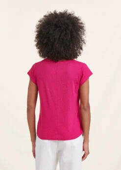 T-shirt Rose Fuchsia En Coton Modal Petites Manches Courtes -Mode Soldes Boutique FH TS DAVIA D 1551 b