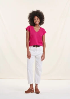 T-shirt Rose Fuchsia En Coton Modal Petites Manches Courtes -Mode Soldes Boutique FH TS DAVIA D 1551 c