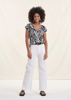 T-shirt En Lin Manches Courtes Imprimé Zèbre -Mode Soldes Boutique FH TS MIRANO Z 939 c