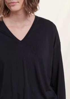 T-shirt Blousant Noir En Lyocell Manches Longues -Mode Soldes Boutique FH TS TANGOKU 700 6