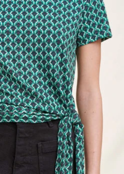 T-shirt Bleu Pétrole Ample Manches Courtes Imprimé 12 T-shirt Bleu Pétrole Ample Manches Courtes Imprimé -Mode Soldes Boutique FH TS VALPH H 805 6