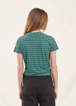 T-shirt Bleu Pétrole Ample Manches Courtes Imprimé 10 T-shirt Bleu Pétrole Ample Manches Courtes Imprimé -Mode Soldes Boutique FH TS VALPH H 805 b