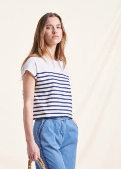 T-shirt Marinière En Coton Biologique Manches Courtes