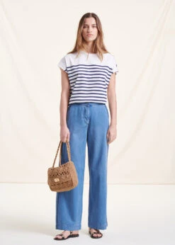 T-shirt Marinière En Coton Biologique Manches Courtes -Mode Soldes Boutique FH TS VARADI 1107 c