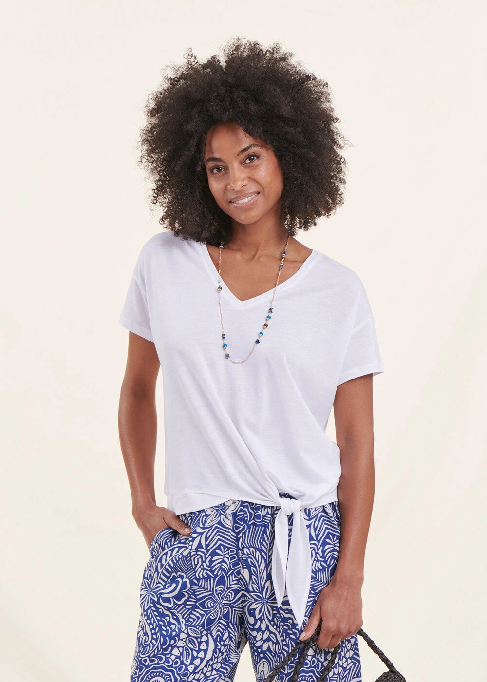 T-shirt Blanc En Lyocell Manches Courtes 3 T-shirt Blanc En Lyocell Manches Courtes