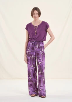 T-shirt Prune En Lin Manches Courtes -Mode Soldes Boutique FH TS VIRANO 1560 c