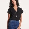 Top Bi-matière Noir Manches Courtes -Mode Soldes Boutique FH TS VRIANI 700 1