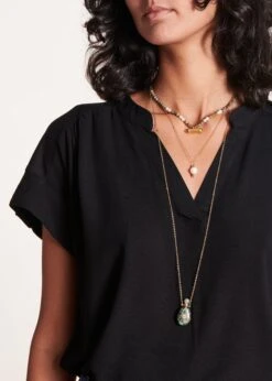 Top Bi-matière Noir Manches Courtes -Mode Soldes Boutique FH TS VRIANI 700 6