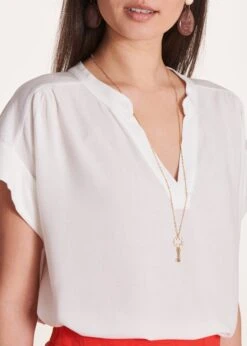 Top Bi-matière écru Manches Courtes -Mode Soldes Boutique FH TS VRIANI 703 6